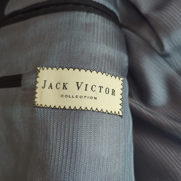 Jack Victor Blue Black Pinstripe Wool Blazer Suit Jacket - Picture 3 of 11